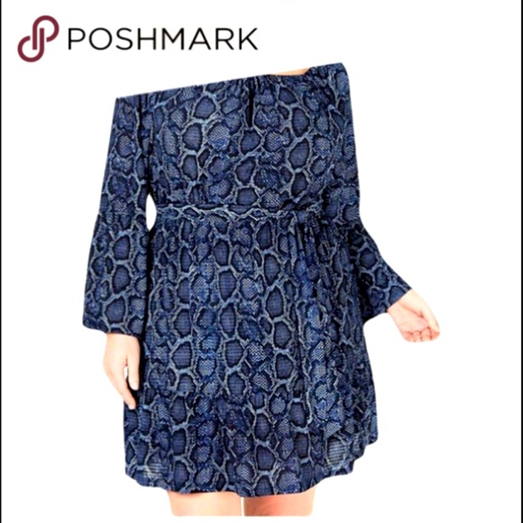 MICHAEL Michael Kors Dresses & Skirts - Michael Kors 2X 2-way Shoulder Blue Snake Print Dress